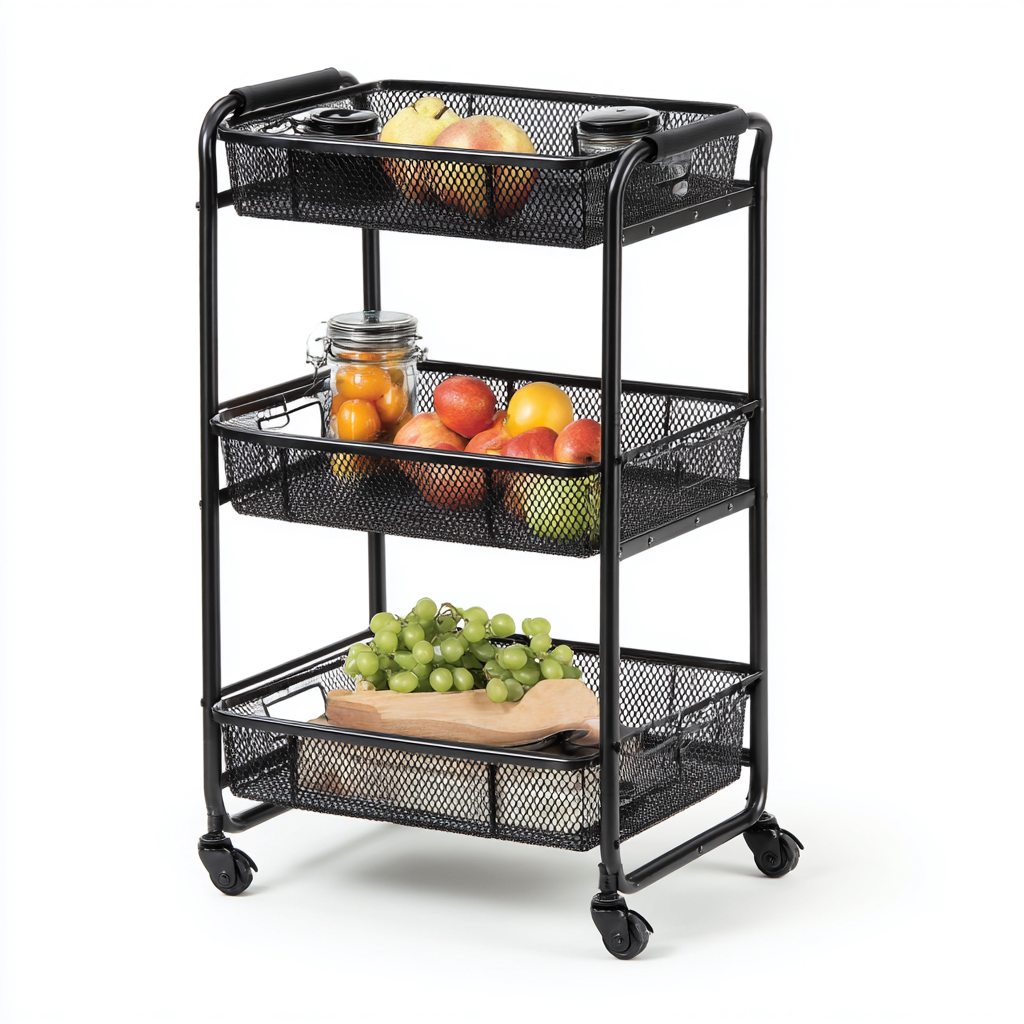 Desserte métal 45x30x85 cm - noir - design fonctionnel-Havengetio