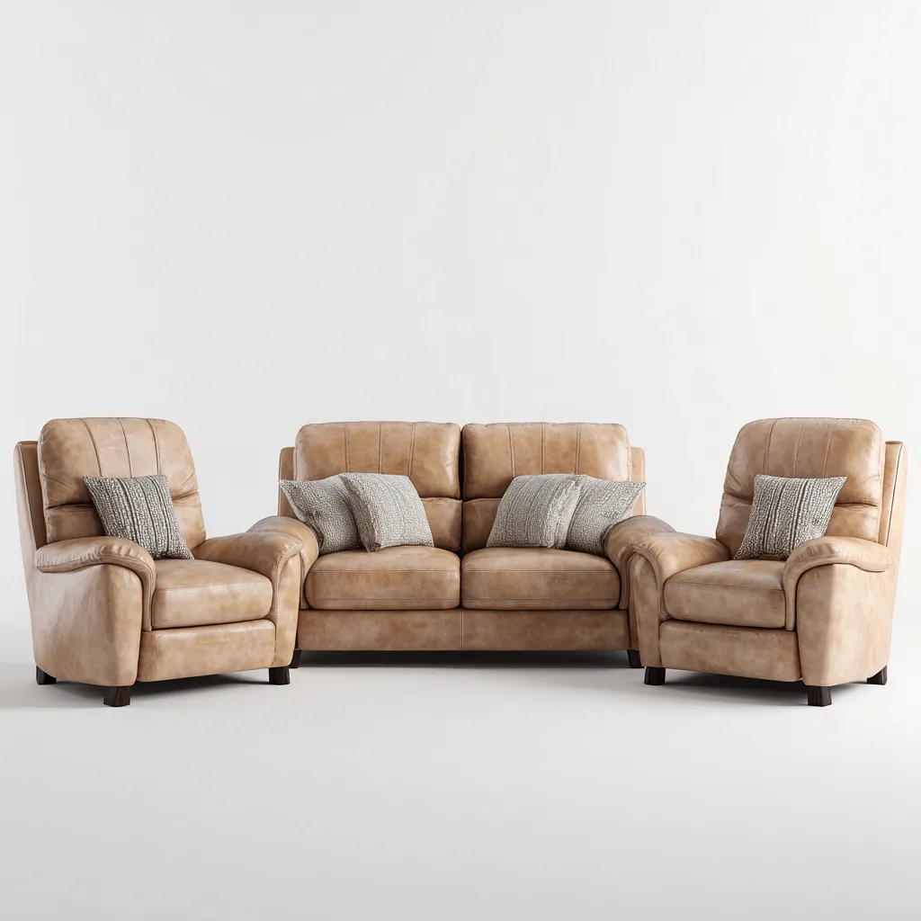 Ensemble de canapés simili cuir 200-90-95 cm - beige - design confortable-Havengetio