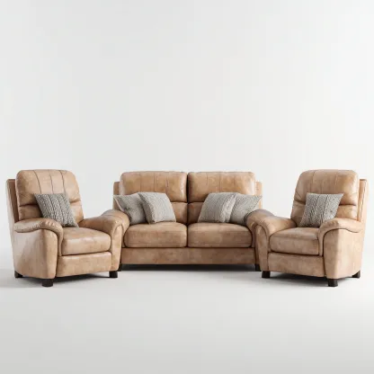 Ensemble de canapés simili cuir 200-90-95 cm - beige - design confortable-Havengetio