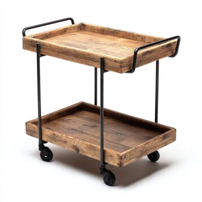 Dessertes et chariots en bois et métal 78x40x85 cm - brun-noir - avec roulettes - design industriel pour salon-Havengetio