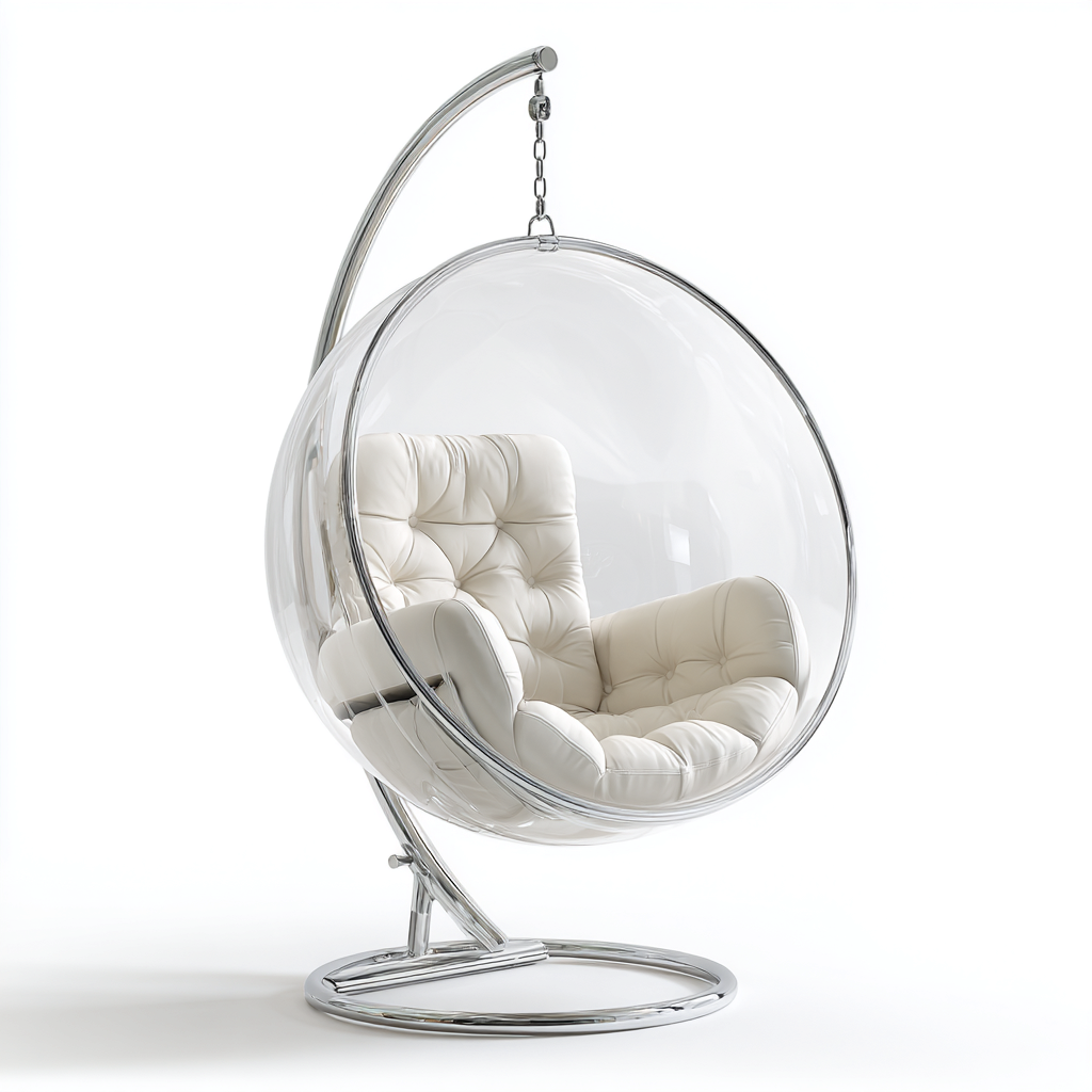 Chaise suspendue acrylique métal 110x100x150 cm - transparent-blanc - design moderne-Havengetio