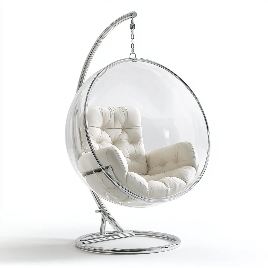 Chaise suspendue acrylique métal 110x100x150 cm - transparent-blanc - design moderne-Havengetio