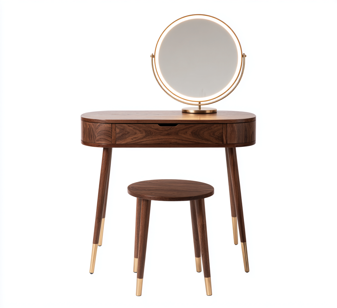 Coiffeuse bois massif 90x45x130 cm - brun - design moderne-Havengetio