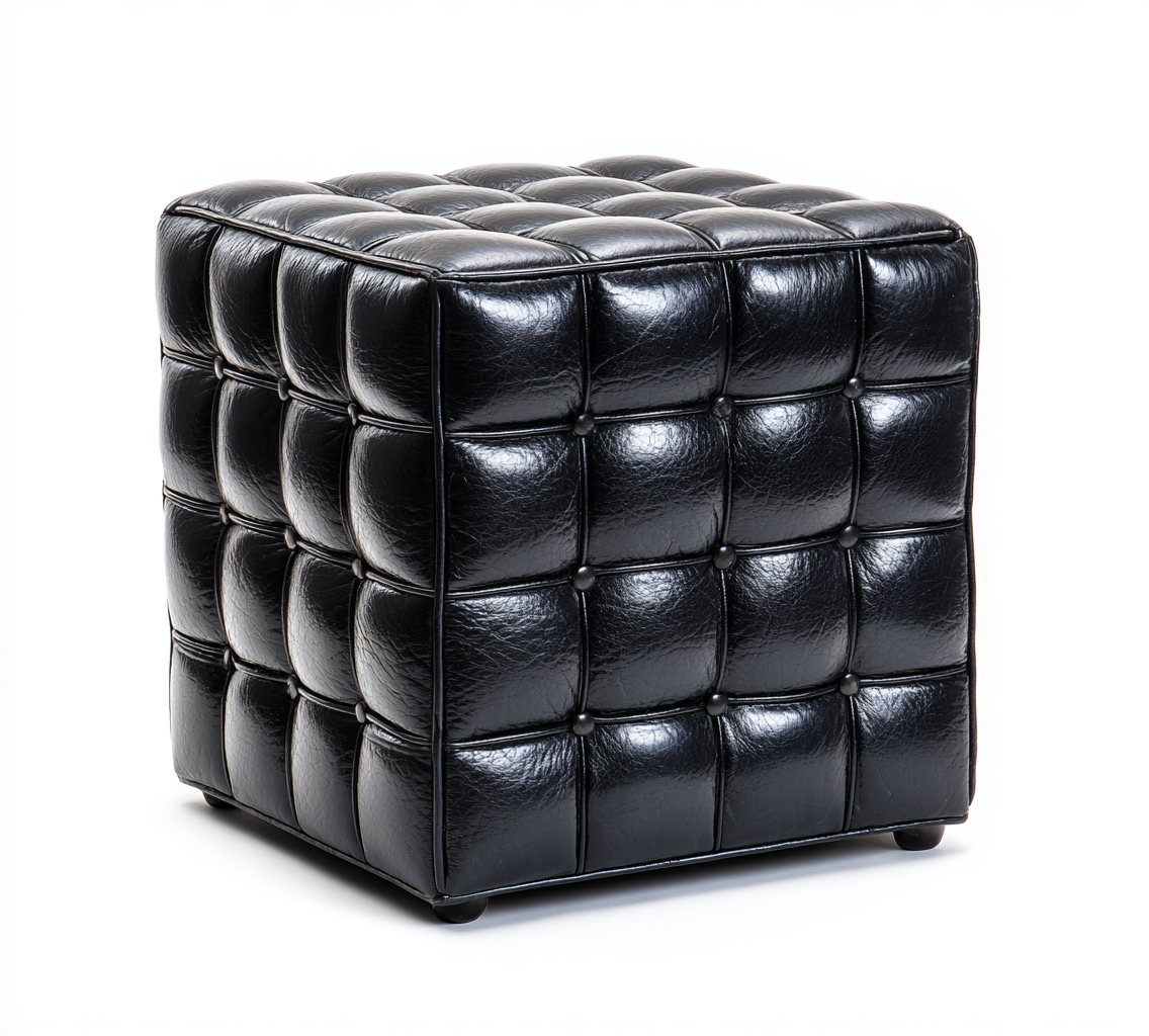 Pouf en similicuir 40x40x45 cm - noir - design moderne-Havengetio