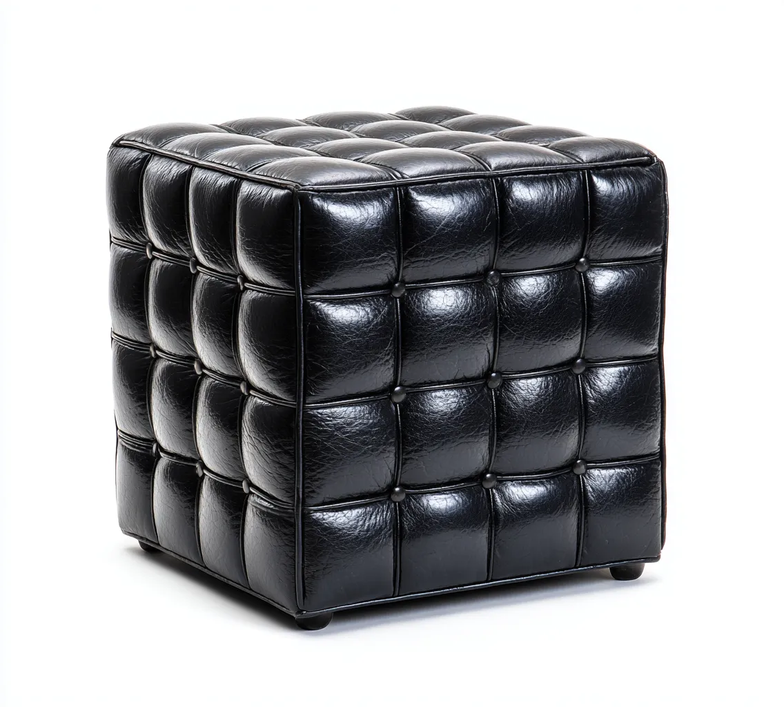 Pouf en similicuir 40x40x45 cm - noir - design moderne-Havengetio
