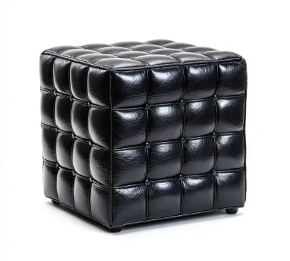 Pouf en similicuir 40x40x45 cm - noir - design moderne-Havengetio