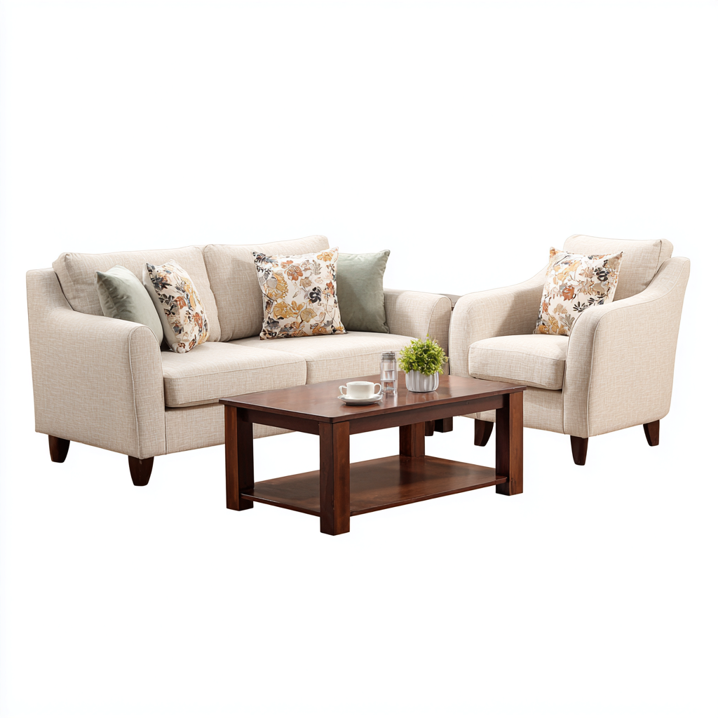 Ensemble de canapés Tissu-bois 200x88x92 cm Beige - Design classique-Havengetio