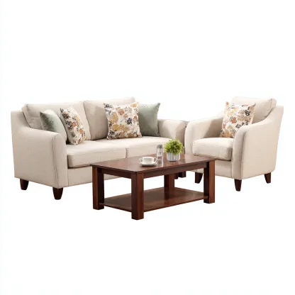 Ensemble de canapés Tissu-bois 200x88x92 cm Beige - Design classique-Havengetio