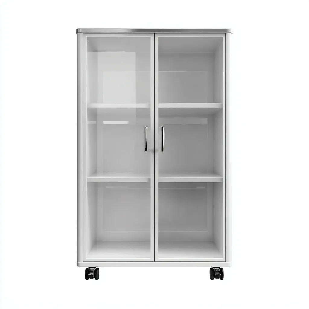 Meuble de rangement de cuisine métal et verre 80x40x120 cm - blanc-transparent - adapté à la cuisine - design moderne-Havengetio