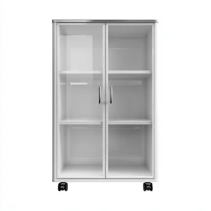 Meuble de rangement de cuisine métal et verre 80x40x120 cm - blanc-transparent - adapté à la cuisine - design moderne-Havengetio