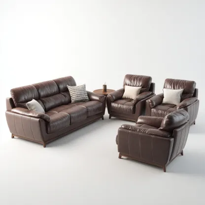 Ensemble de canapés Cuir 210x90x95 cm Marron - Design classique-Havengetio