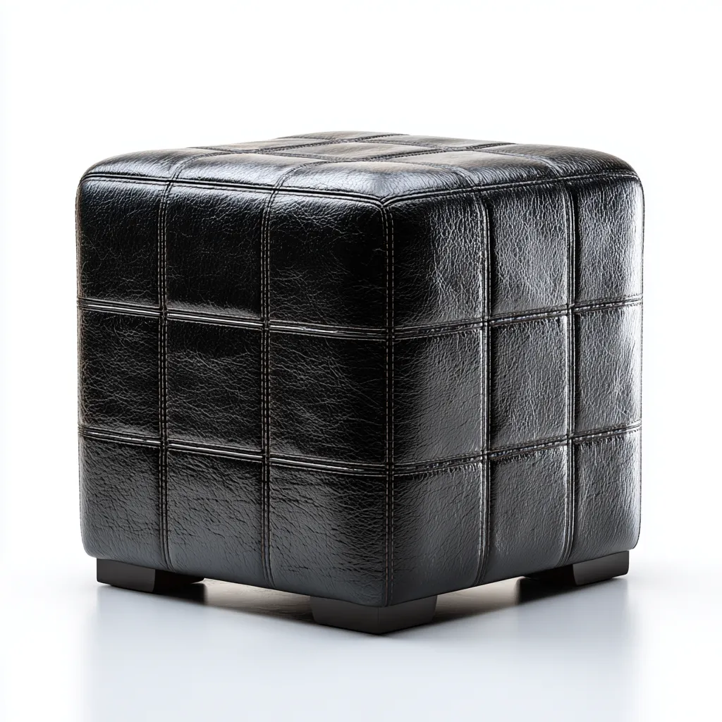 Pouf simili cuir 40x40x45cm noir style moderne-Havengetio