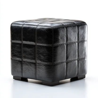 Pouf simili cuir 40x40x45cm noir style moderne-Havengetio