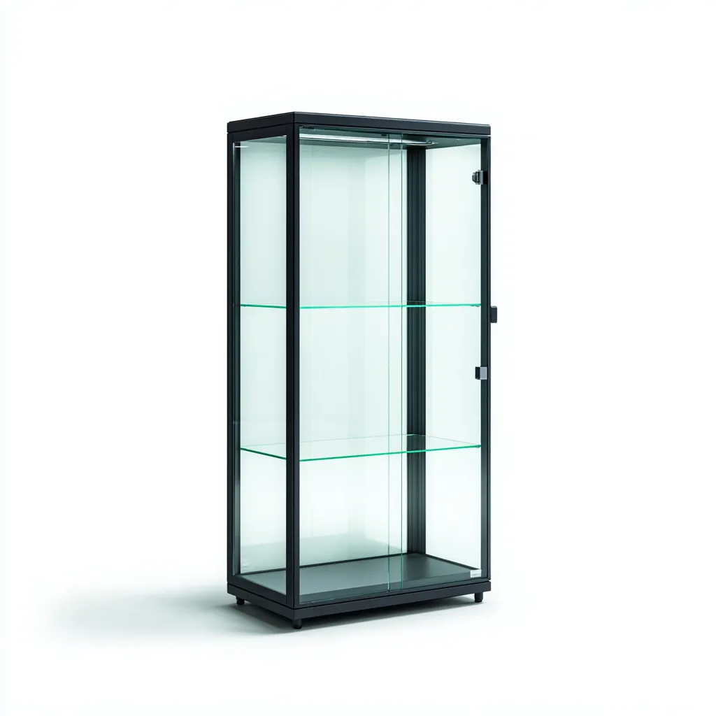 Vitrine métal et verre 70x45x150 cm - noir-transparent - adaptée à la maison - design moderne-Havengetio