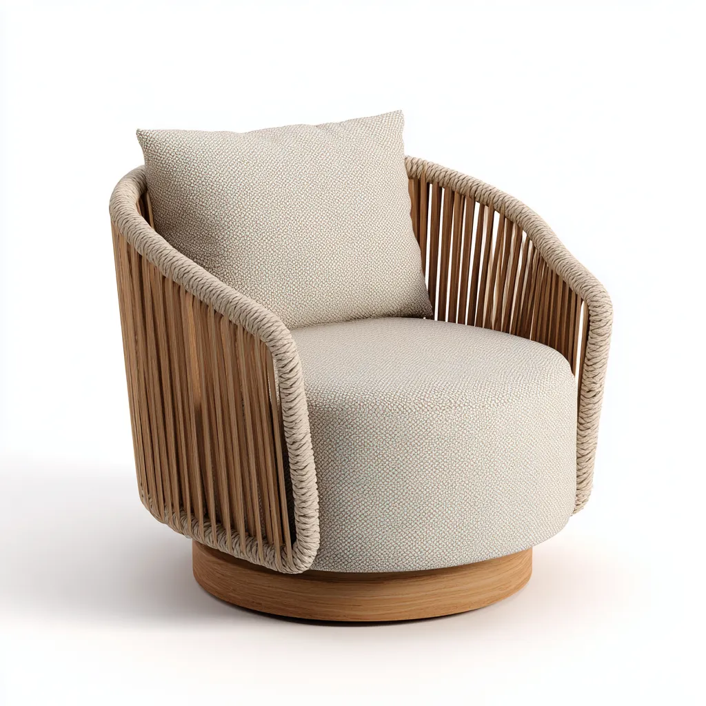 Fauteuil de jardin en corde et tissu 82x78x86 cm - beige - siège extérieur confortable-Havengetio