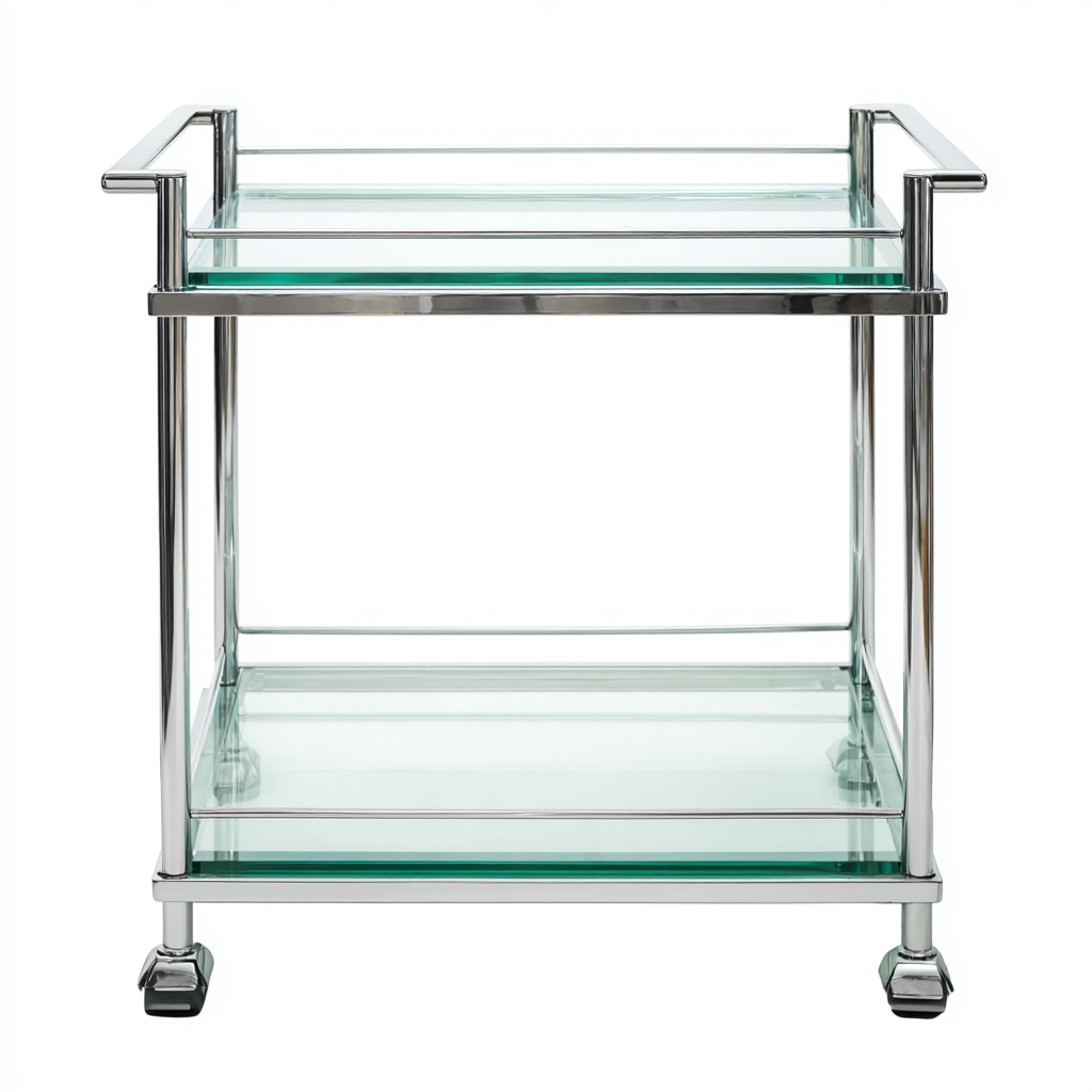 Desserte métal et verre 70x45x85 cm - argent - design contemporain-Havengetio