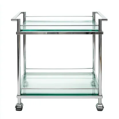 Desserte métal et verre 70x45x85 cm - argent - design contemporain-Havengetio