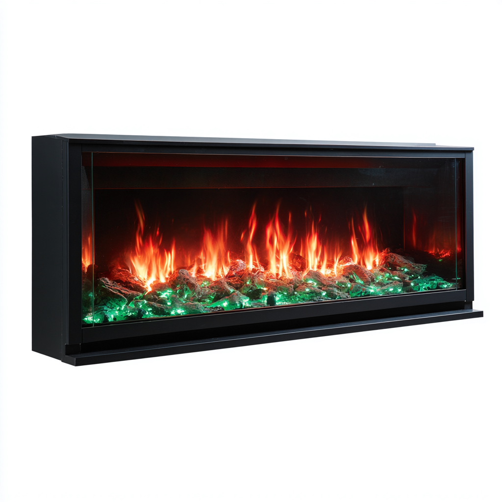 Cheminée électrique murale 120x18x55 cm - noir - ambiance décorative avec éclairage LED-Havengetio