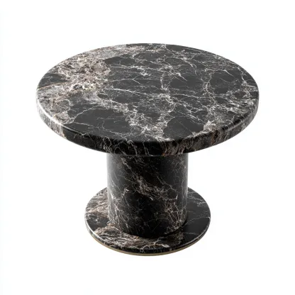 Table de jardin en pierre 70x70x48 cm - noir - table extérieure moderne-Havengetio