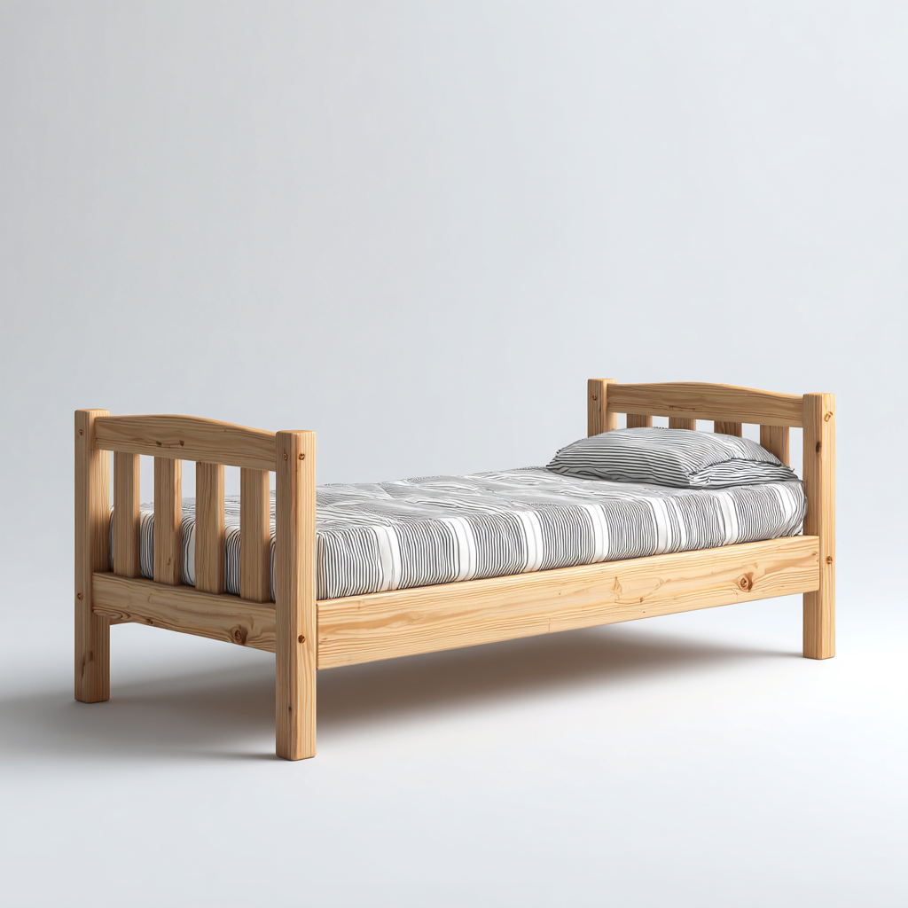 Lit enfant en bois 190x90x75 cm - bois naturel - structure solide - design classique pour chambre-Havengetio