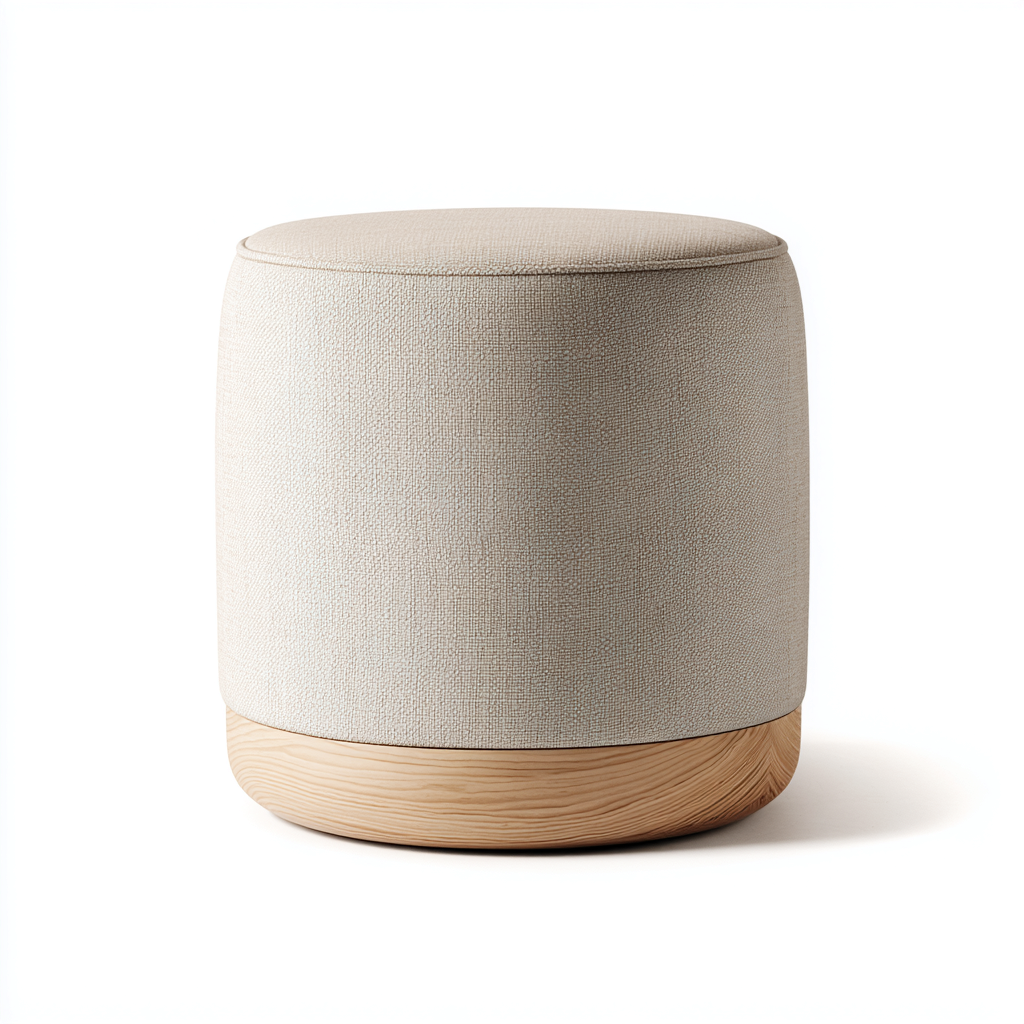 Pouf Tissu-bois 40x40x45 cm Beige - Design moderne-Havengetio