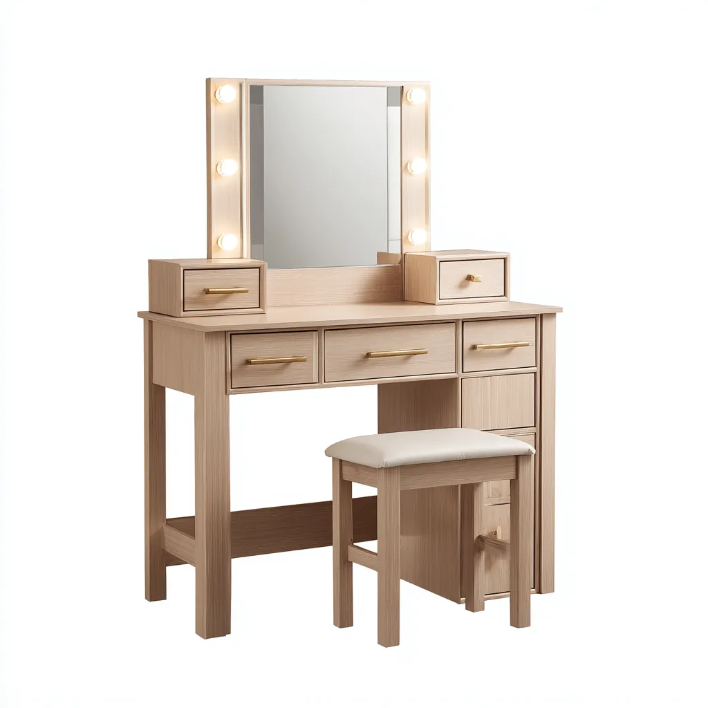 Coiffeuse Bois 100x40x140 cm - Beige - Design moderne-Havengetio