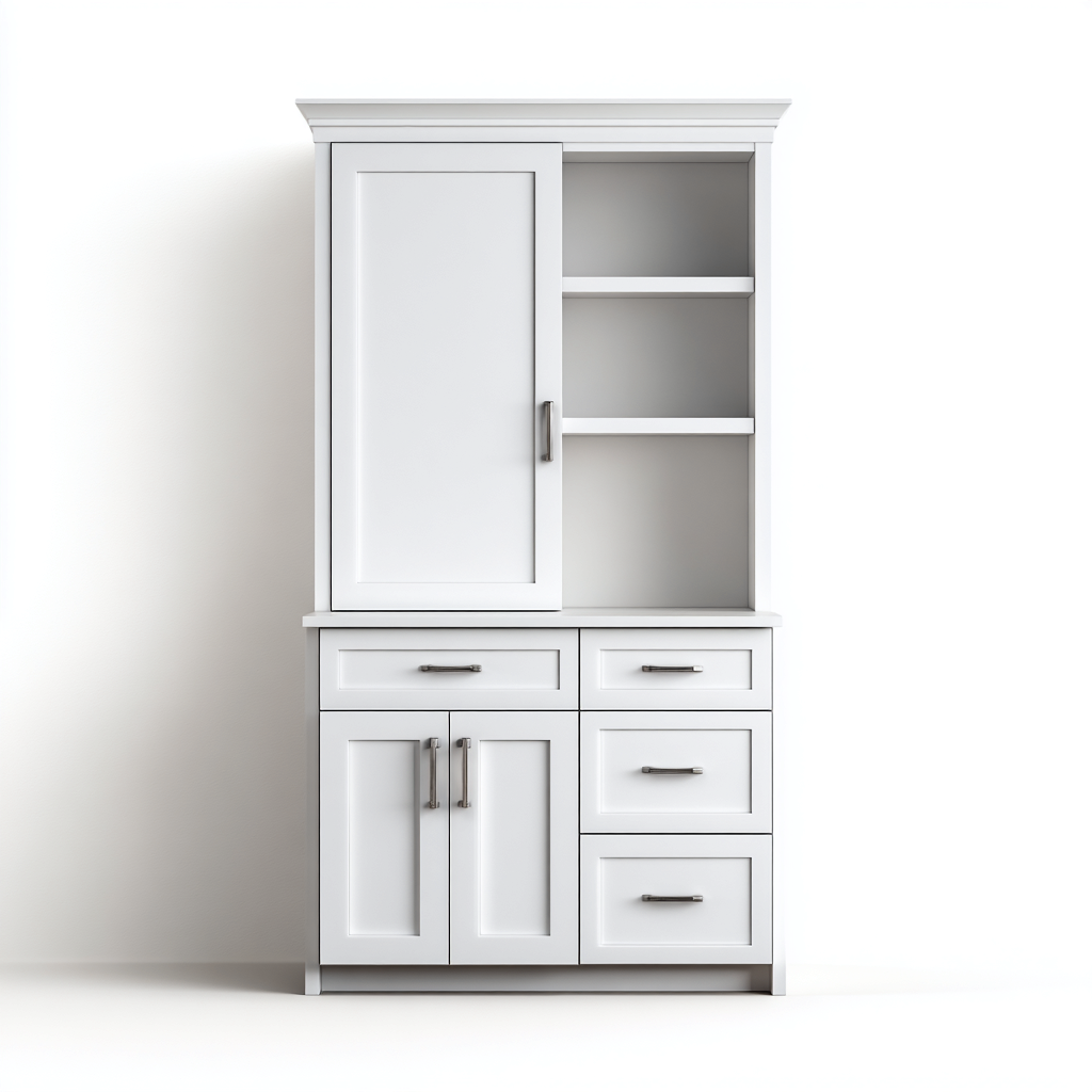 Meuble de rangement de cuisine 95x45x180 cm - blanc - avec portes et tiroirs - design moderne pour cuisine-Havengetio