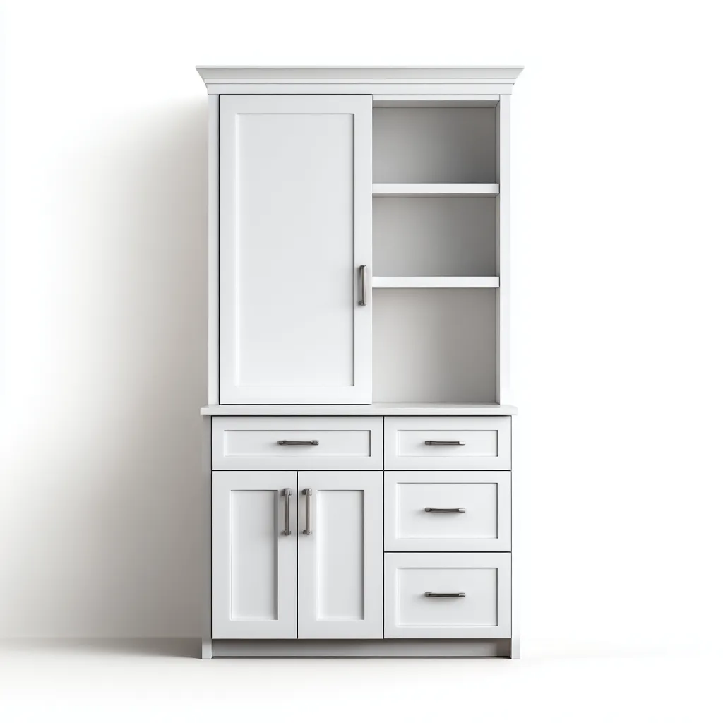 Meuble de rangement de cuisine 95x45x180 cm - blanc - avec portes et tiroirs - design moderne pour cuisine-Havengetio