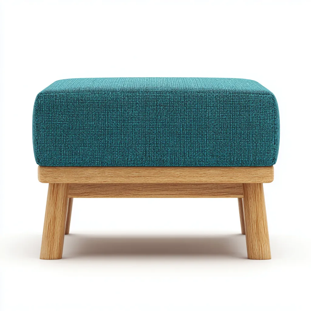 Pouf tissu 46x46x38cm bleu-vert structure bois style moderne-Havengetio