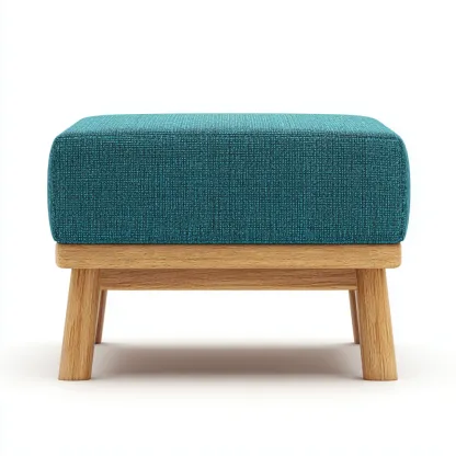 Pouf tissu 46x46x38cm bleu-vert structure bois style moderne-Havengetio