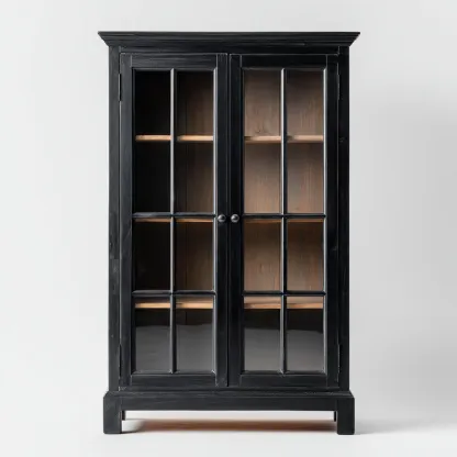 Vitrine bois verre 90x40x160 cm - noir - style classique-Havengetio