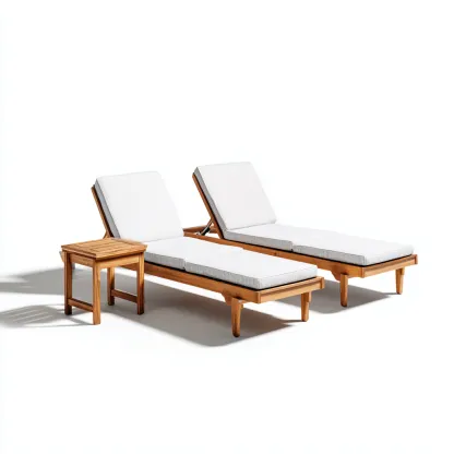 Transat en bois avec coussins 200x65x35 cm - blanc-marron - bain de soleil réglable extérieur-Havengetio