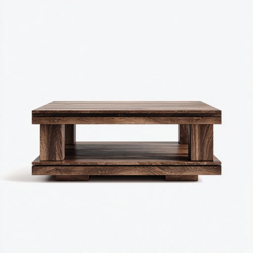 Table basse en bois massif 110x60x40 cm - brun foncé - style contemporain-Havengetio