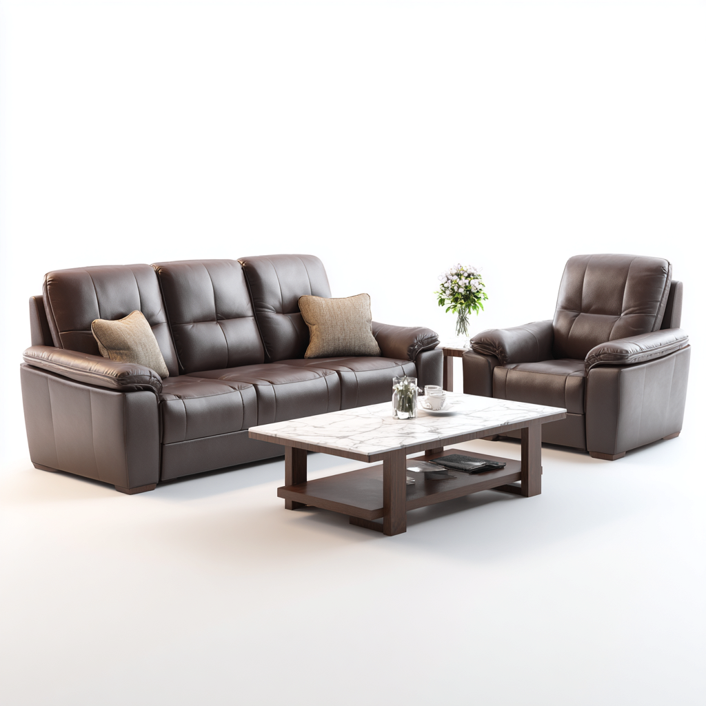 Ensemble de canapés Cuir 205x88x95 cm Marron - Design classique-Havengetio