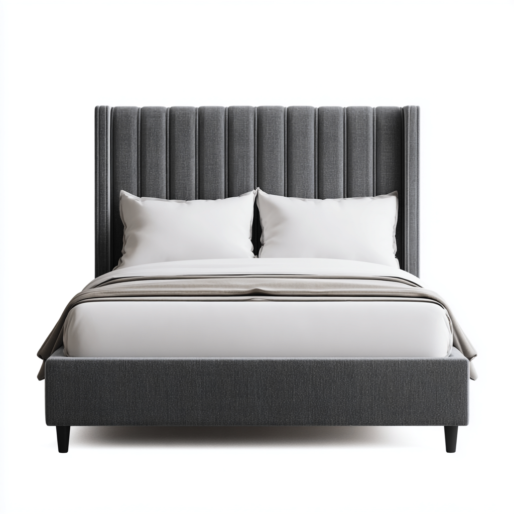 Lit double revêtement tissu 200x160x120 cm - gris foncé - adaptée à la chambre - design moderne-Havengetio