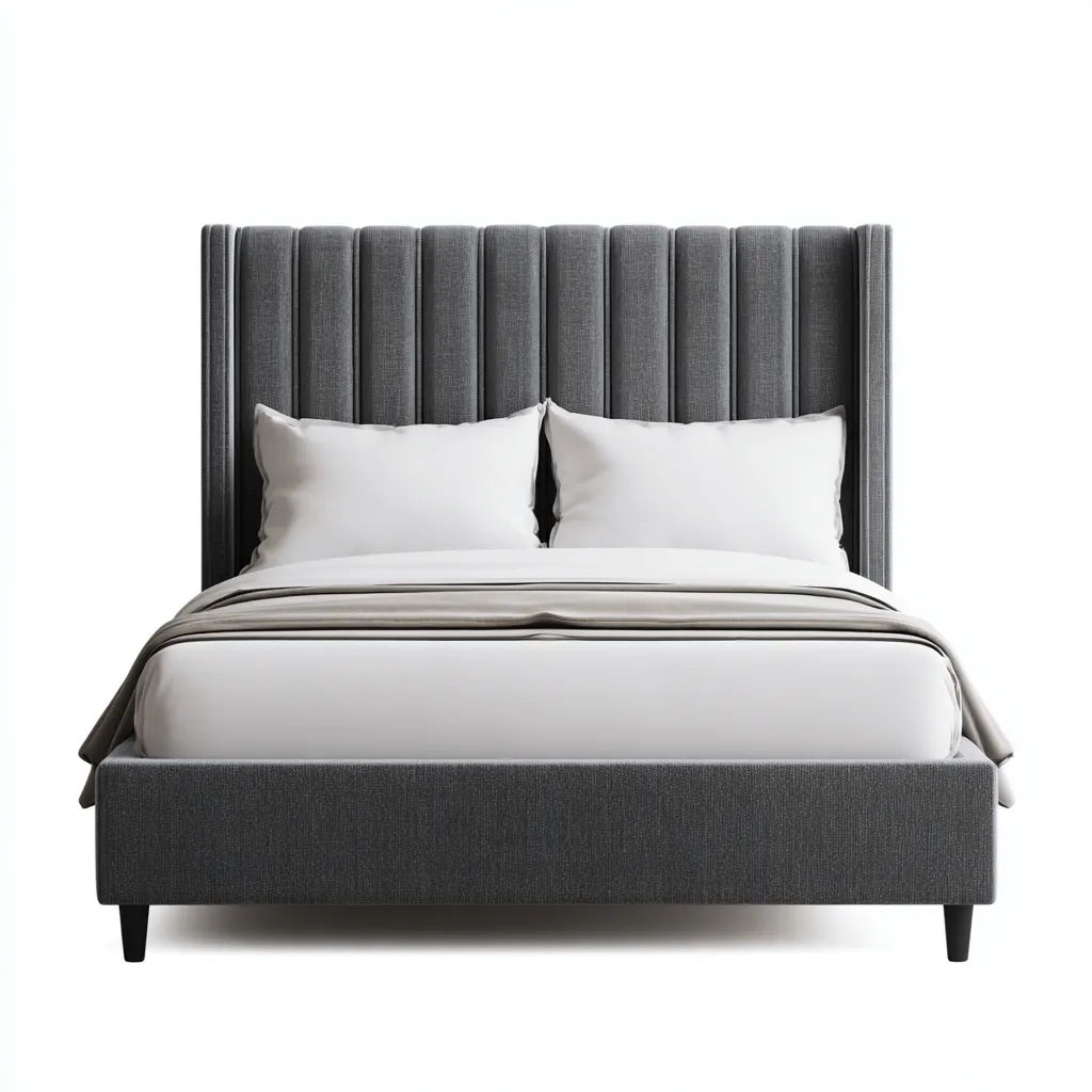 Lit double revêtement tissu 200x160x120 cm - gris foncé - adaptée à la chambre - design moderne-Havengetio