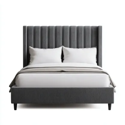 Lit double revêtement tissu 200x160x120 cm - gris foncé - adaptée à la chambre - design moderne-Havengetio