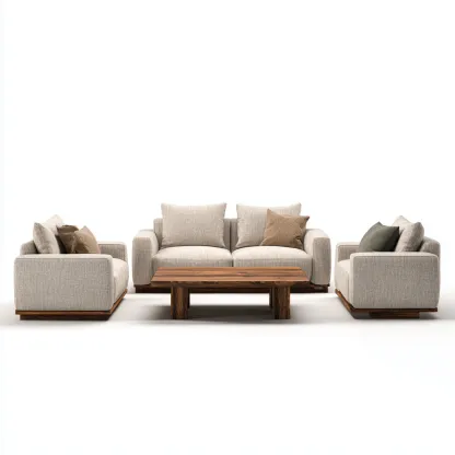 Ensemble de canapés Tissu-bois 210x90x92 cm Beige-Brun - Design moderne-Havengetio