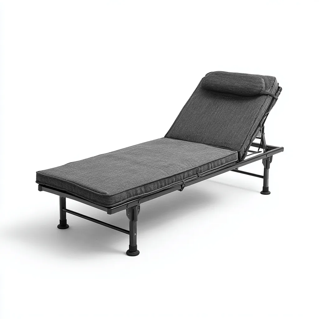 Transat pliant 190x60x85 cm - structure métal - coussin gris - usage extérieur - design relaxation-Havengetio