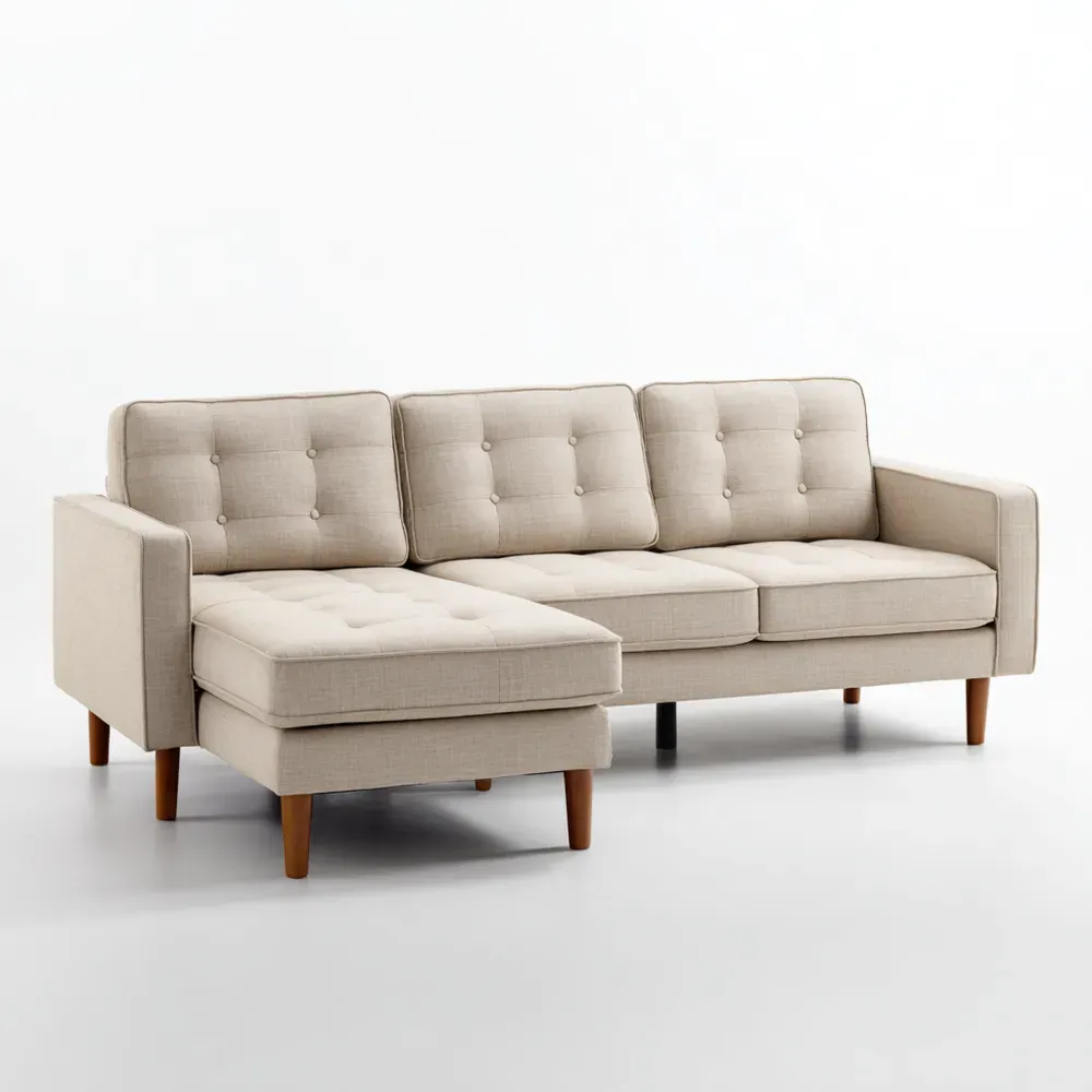 Divano angolare tessuto 250x150x85 cm - Beige - Design moderno