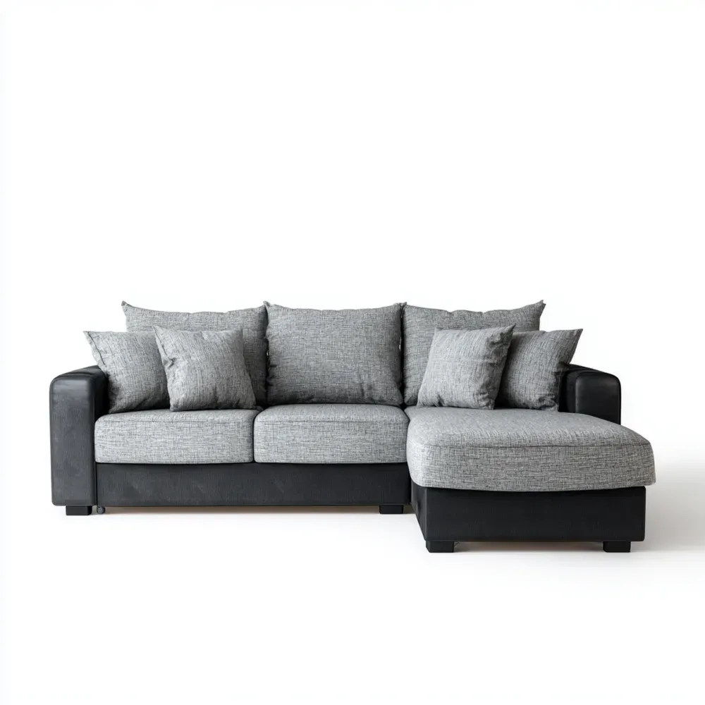 Divano angolare 250x150x85 cm - Grigio/Nero - Design moderno