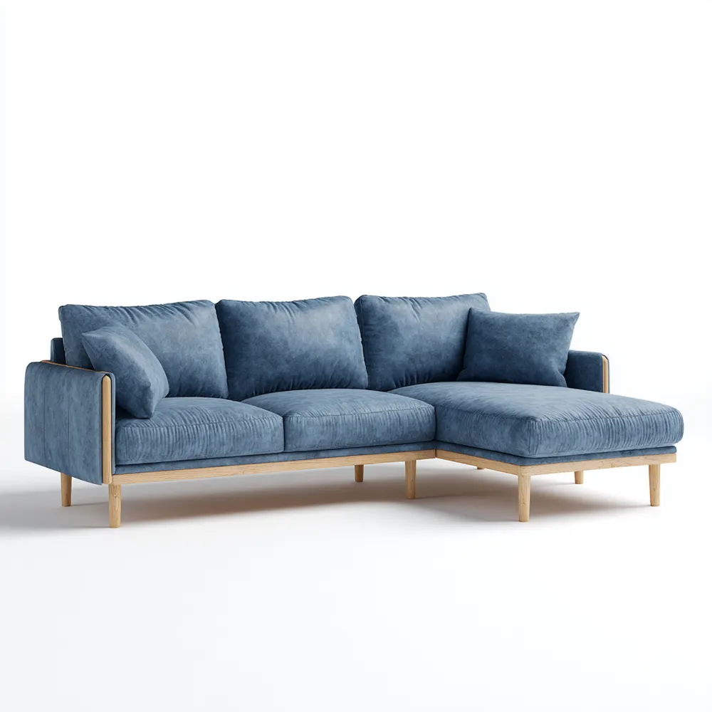 Divano Angolare in Tessuto 280x150x85 cm - Blu