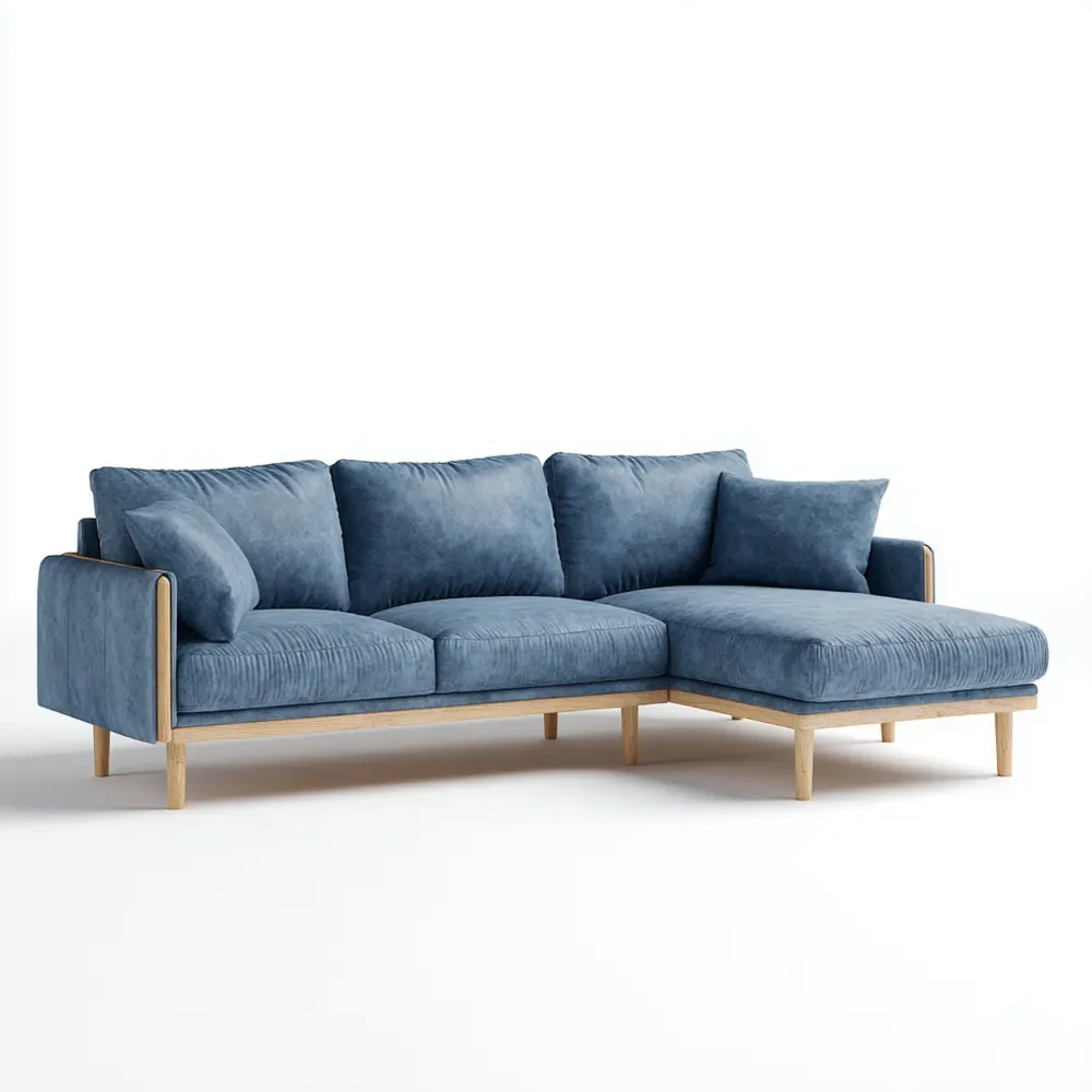 Divano Angolare in Tessuto 280x150x85 cm - Blu