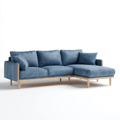 Divano Angolare in Tessuto 280x150x85 cm - Blu