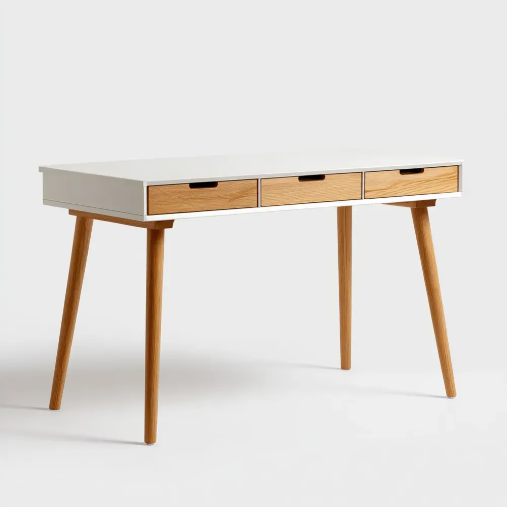 Scrivania in legno 120x60x75 cm - Bianco/Naturale - Design moderno