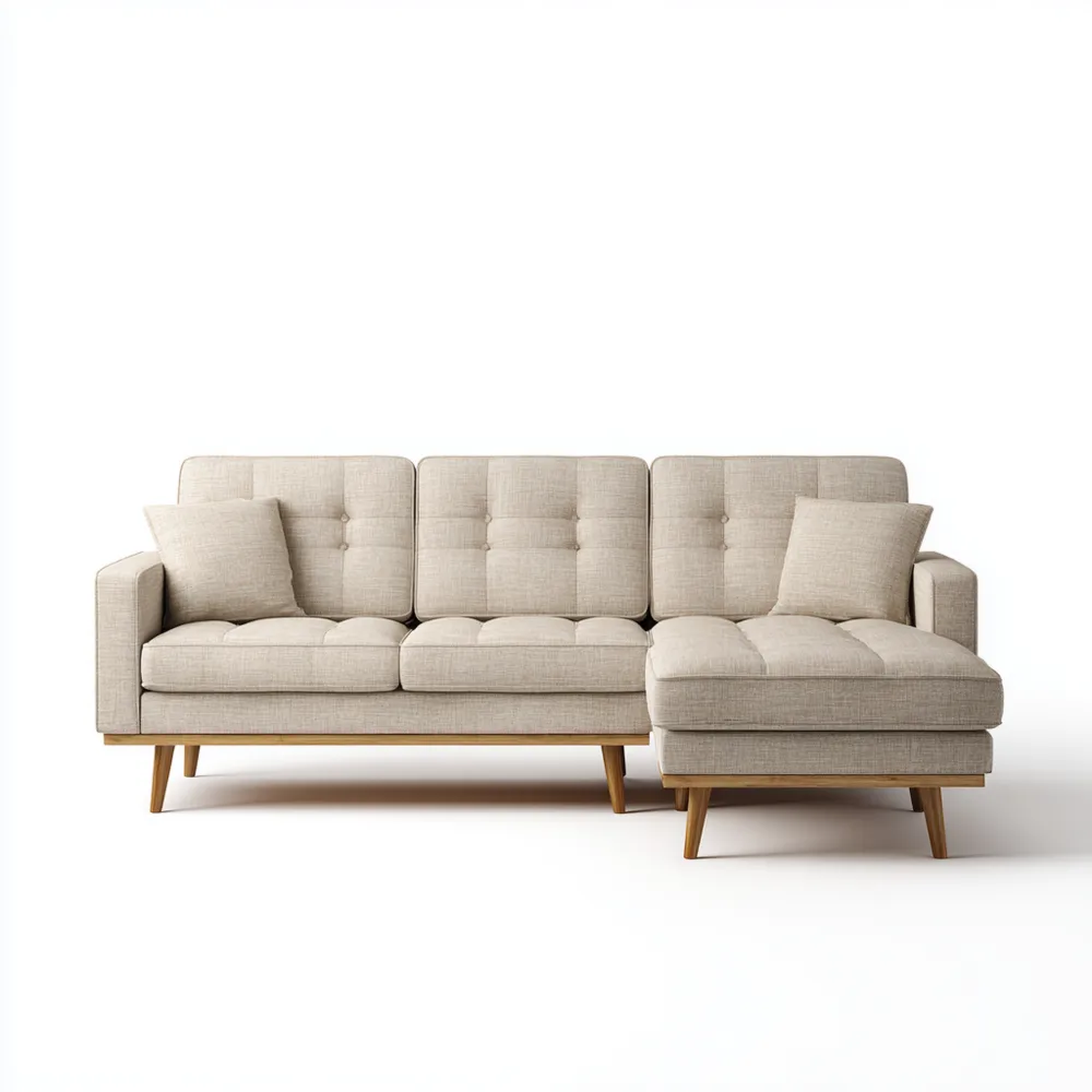 Divano angolare in tessuto 200x150x85 cm – Beige – Design contemporaneo