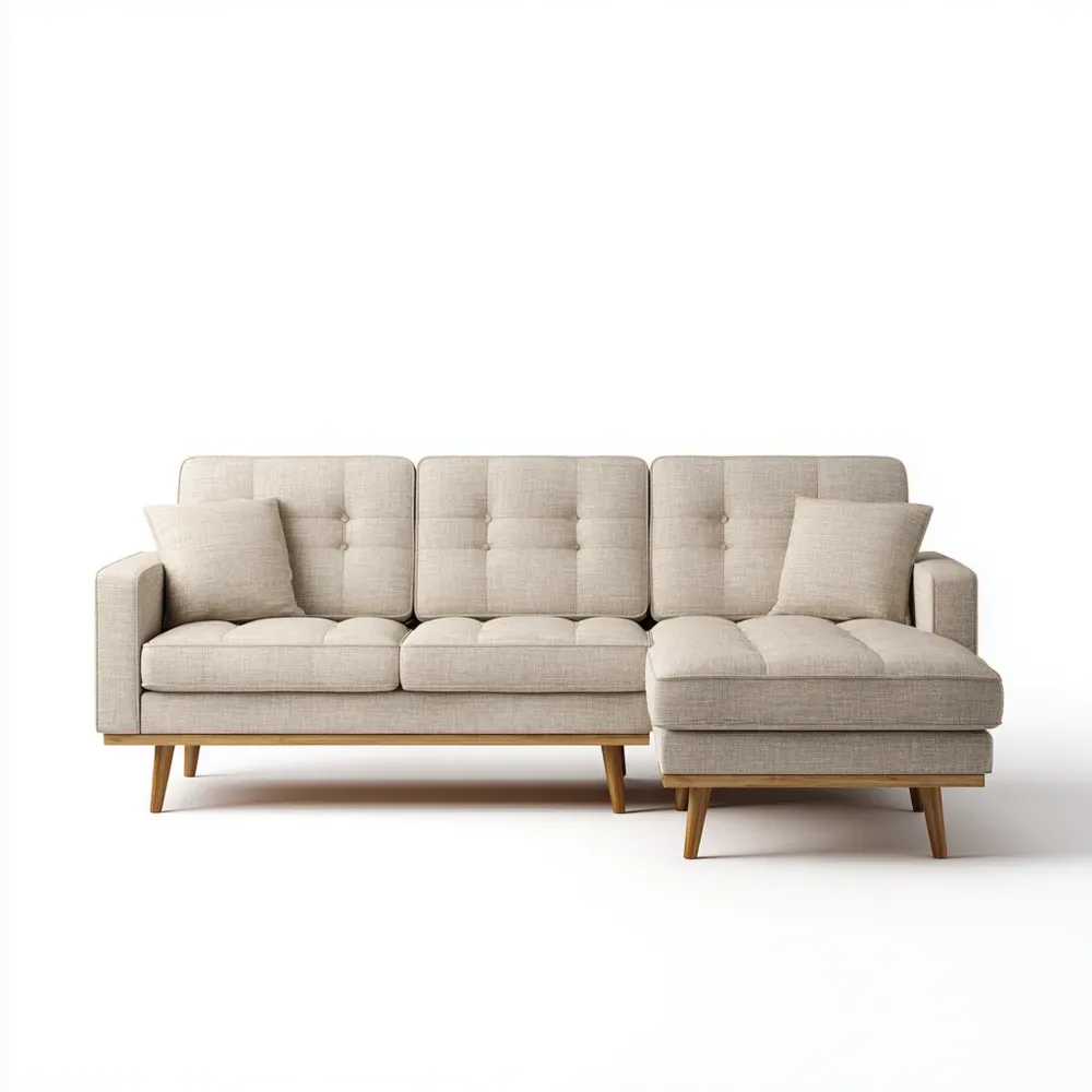 Divano angolare in tessuto 200x150x85 cm – Beige – Design contemporaneo