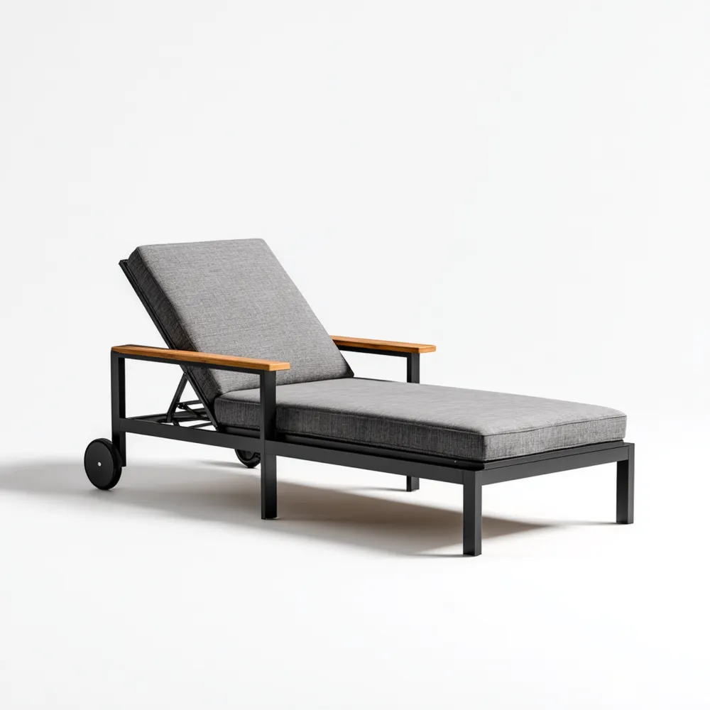 Lettino prendisole in metallo e tessuto 200x70x30 cm – Grigio – Design moderno