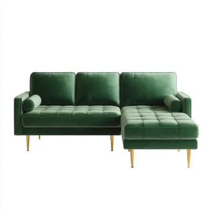 Divano angolare in velluto 230x150x85 cm - Verde - Design moderno