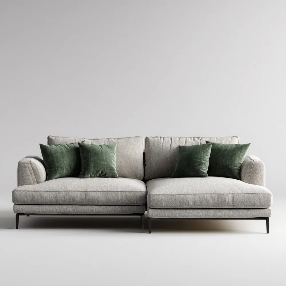 Divano angolare tessuto imbottito 300x150x90 cm - Grigio chiaro - Design moderno